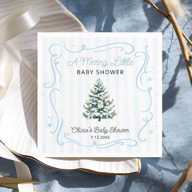 Christmas Tree Blue Winter Baby Shower Serviette (Von Creator hochgeladen)