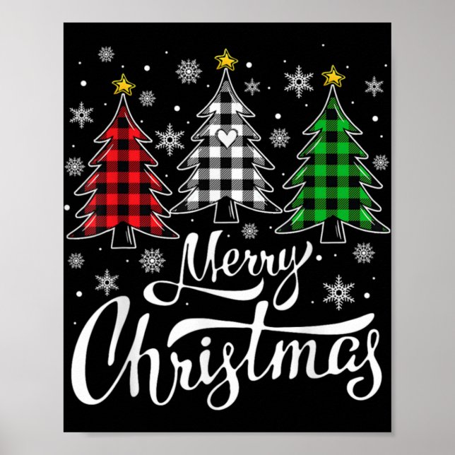 Christmas Tree Buffalo Plaid Red White Green Xmas  Poster (Vorne)