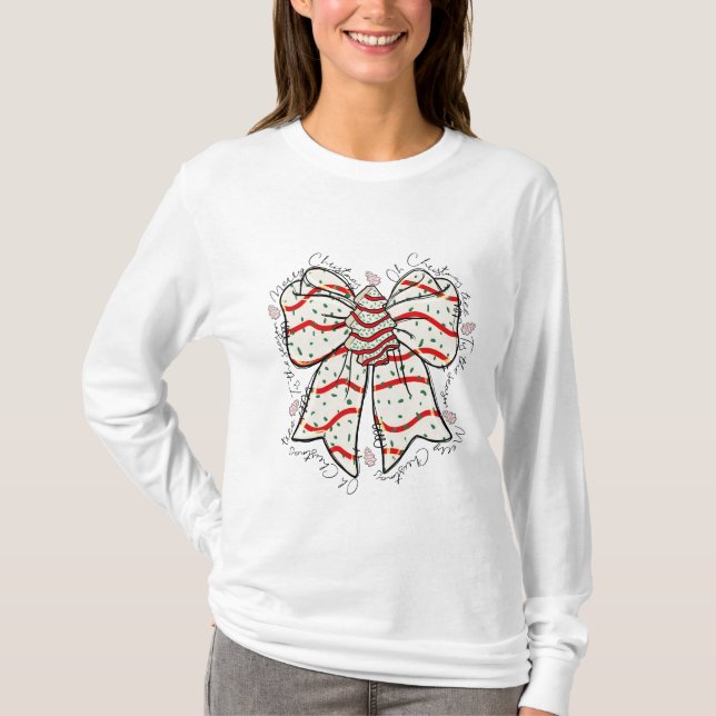 Christmas Tree Cake Bow T-Shirt (Vorderseite)