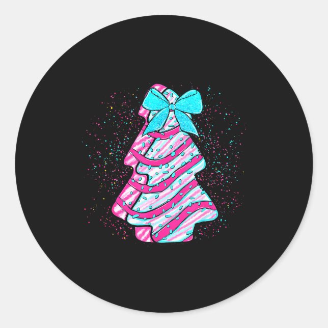 Christmas Tree Cake Coquette Bow Xmas Matching Fam Runder Aufkleber (Vorderseite)