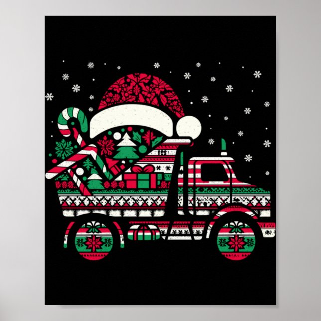 Christmas Tree Candy Dump Truck Christmas Boys Men Poster (Vorne)