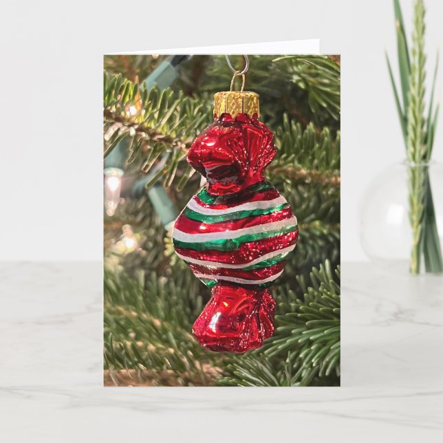 Christmas Tree Candy Ornament Card Dankeskarte (Vorderseite)