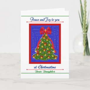 Christmas Tree card for Daughter Peace and Joy Feiertagskarte