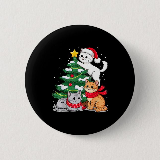 Christmas Tree Cats Xmas  Button (Vorderseite)