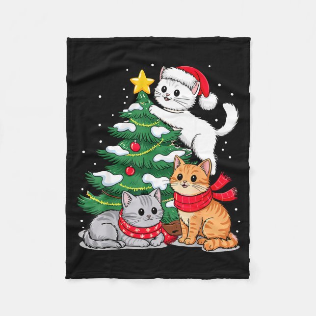 Christmas Tree Cats Xmas  Fleecedecke (Vorderseite)