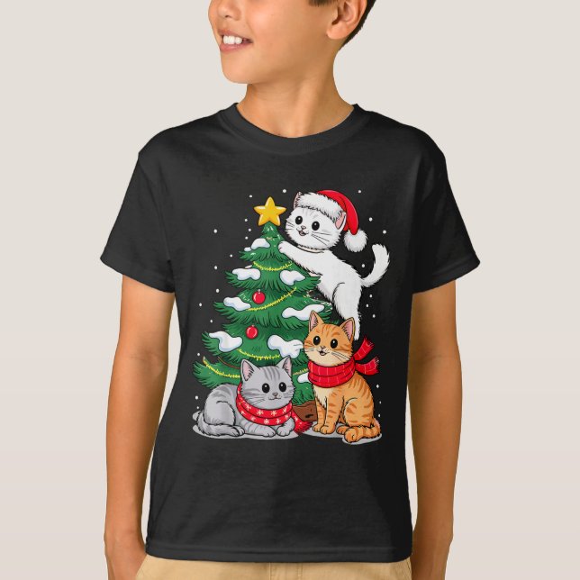 Christmas Tree Cats Xmas  T-Shirt (Vorderseite)