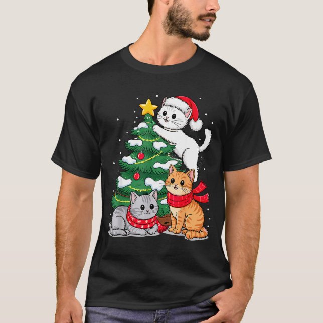 Christmas Tree Cats Xmas  T-Shirt (Vorderseite)