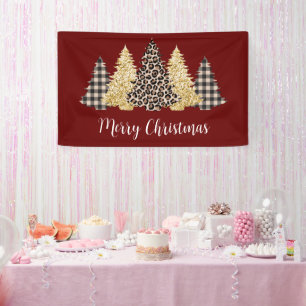 Christmas Tree Cheetah Print Buffalo Karierter Gli Banner