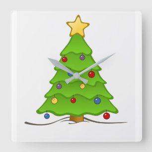 CHRISTMAS TREE CHRISTMAS CLOCK QUADRATISCHE WANDUHR