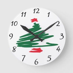 Christmas Tree Clock Runde Wanduhr
