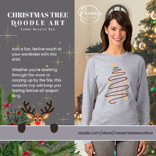 Christmas Tree Doodle Art Long Sleeve T - Shirt