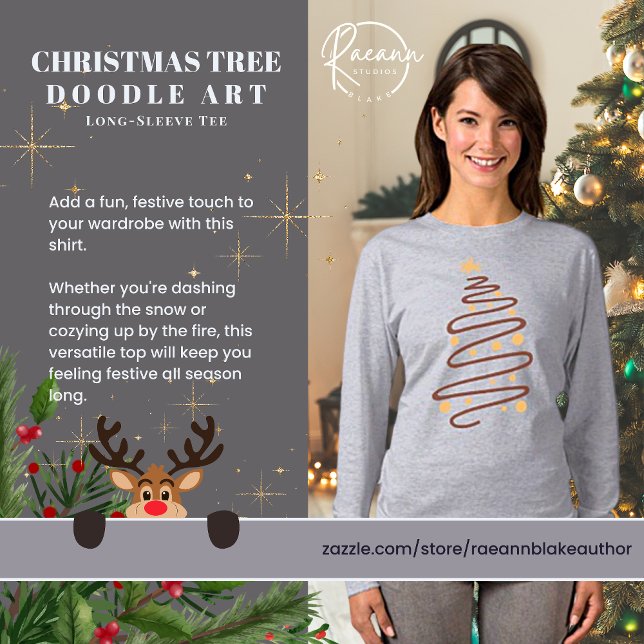 Christmas Tree Doodle Art Long Sleeve T - Shirt (Von Creator hochgeladen)