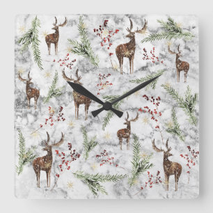 Christmas Tree Dot Art Quadratische Wanduhr