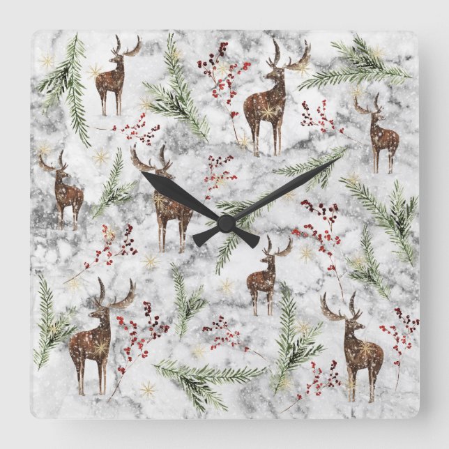 Christmas Tree Dot Art Quadratische Wanduhr (Vorderseite)