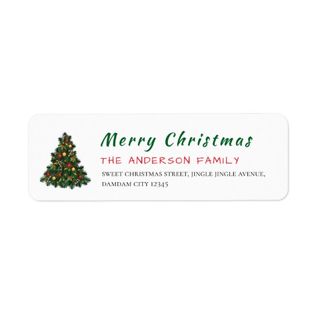 Christmas Tree Elegant Simple Return Address (Vorne)