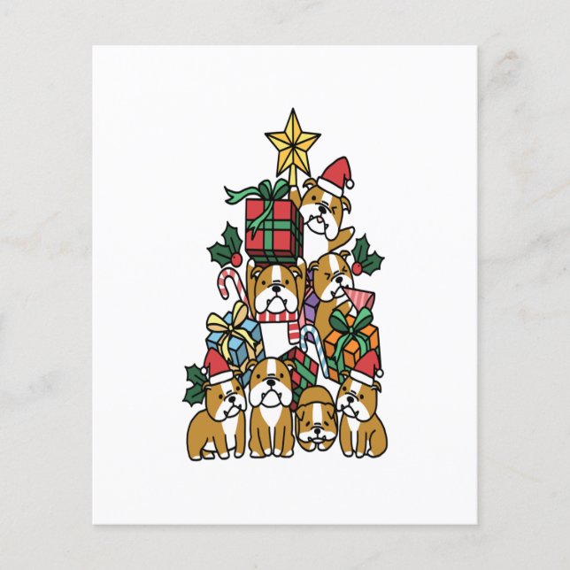 Christmas Tree English Bulldog Dog Long Sleeve Flyer (Vorne)