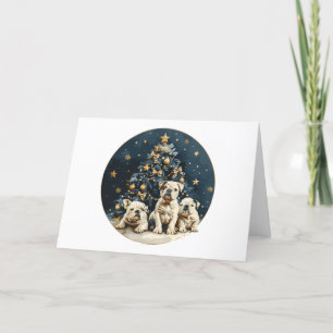 Christmas Tree English Bulldog Puppies Feiertagskarte