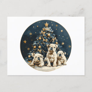 Christmas Tree English Bulldog Puppies Feiertagspostkarte
