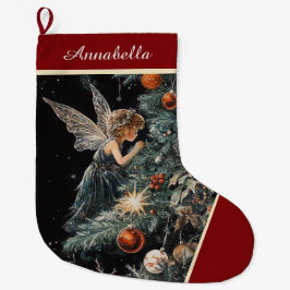 Christmas Tree Fairy Angel Strumpf - Personalisier Großer Weihnachtsstrumpf