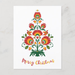 🎄 Christmas tree folklore [red, yellow] white Feiertagspostkarte