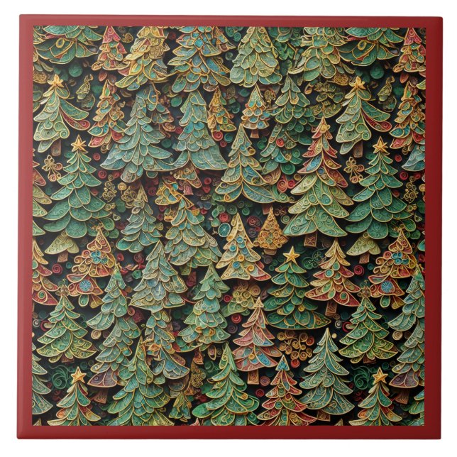 Christmas Tree Forest Whimsey Fliese (Vorderseite)