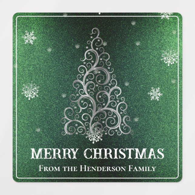 Christmas Tree Glitter and Snowflakes | Green Etiketten (Design 1)