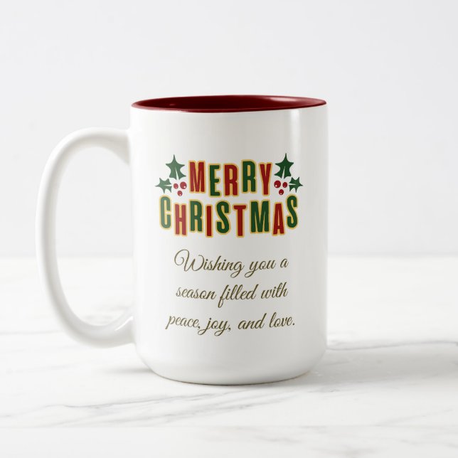 Christmas Tree Gold Glitter Modern Gift, White  Zweifarbige Tasse (Links)