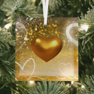 Christmas Tree Golden Heart Glass Ornament Aus Glas