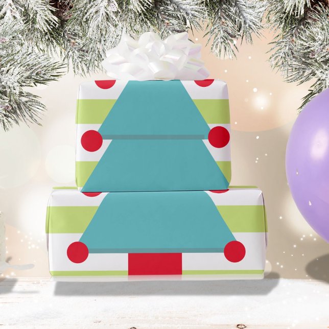 Christmas Tree Green Blue White Geschenkpapier (Von Creator hochgeladen)