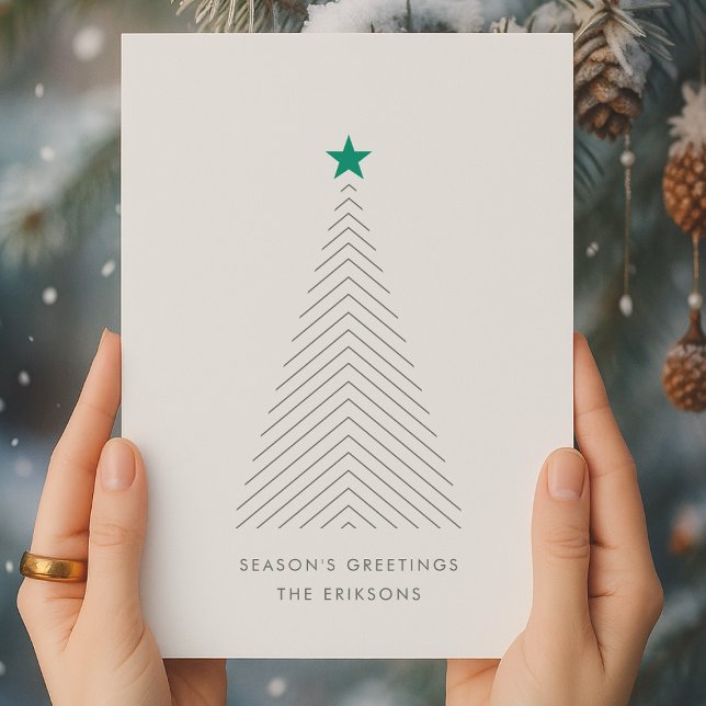 Christmas Tree Green Star Scandi Feiertagskarte (Von Creator hochgeladen)