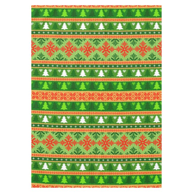 CHRISTMAS TREE GREEN WHITE RED ORNAMENTS TISCHDECKE (Vorderseite)