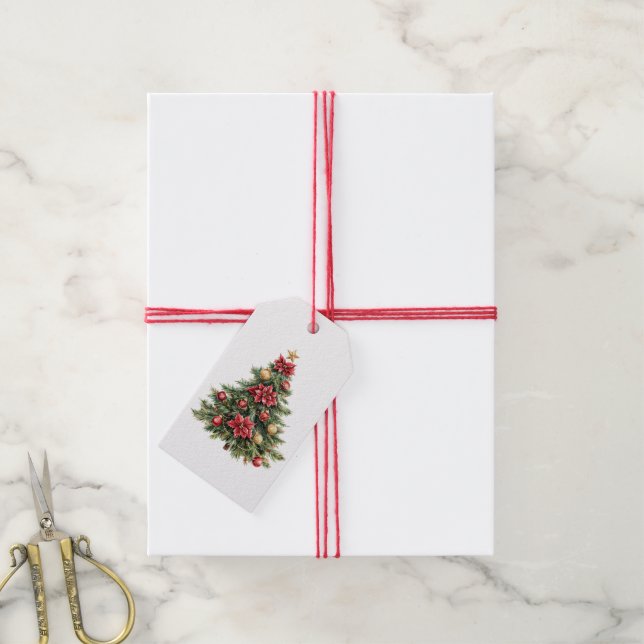 Christmas Tree Holiday XMas  Geschenkanhänger (Mit Garn)