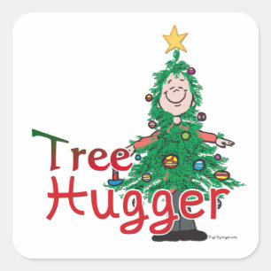 Christmas Tree Hugger Quadratischer Aufkleber