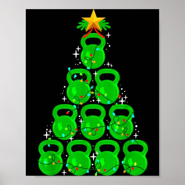 Christmas Tree Kettlebell Xmas Gym Workout Fitness Poster (Vorne)