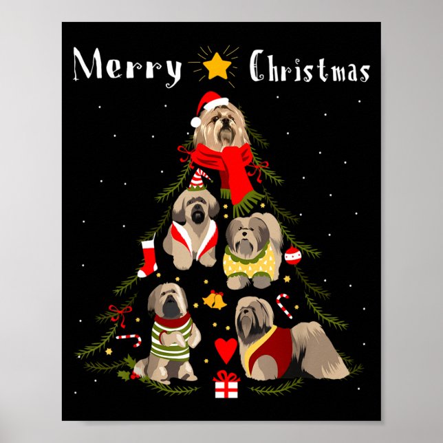 Christmas Tree Lhasa Apso Lover Xmas Dog Owner New Poster (Vorne)