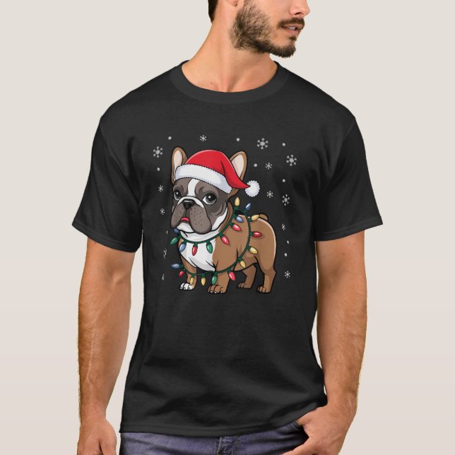 Christmas Tree Light French Bulldogs Men Women Lov T-Shirt (Vorderseite)