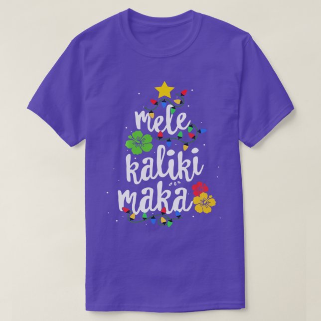 Christmas Tree light Mele Kalikimaka Tropical Hawa T-Shirt (Design vorne)