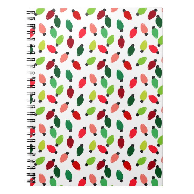 Christmas Tree Lights Bulbs Cover Notebook Journal Notizblock (Vorderseite)