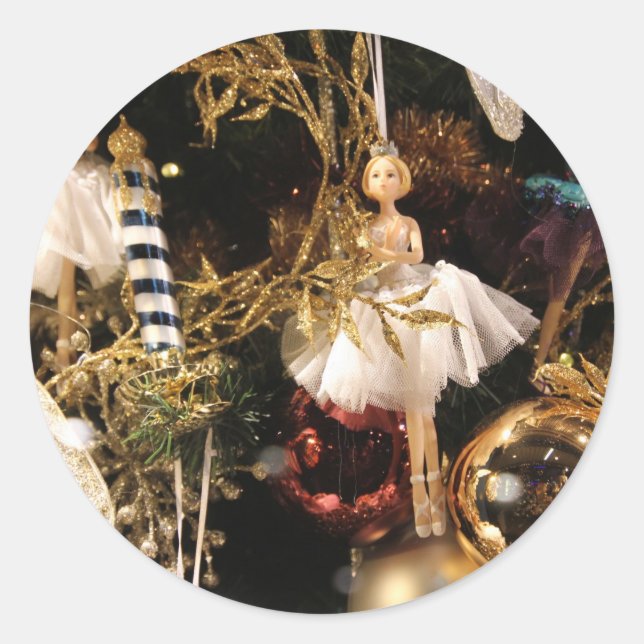 Christmas Tree Lights Glaskugeln Runder Aufkleber (Vorderseite)