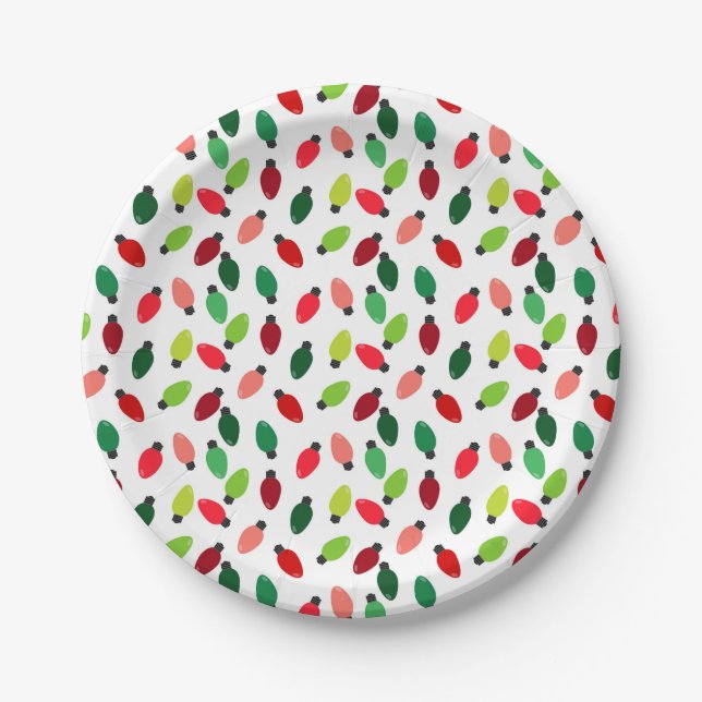 Christmas Tree Lights Party Paper Plates Pappteller (Vorderseite)
