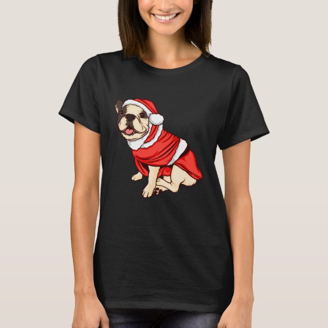 Christmas Tree Lights Santa Dog Xmas Boys Pugmas T-Shirt (Vorderseite)