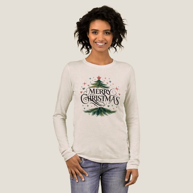 Christmas Tree Merry Christmas Long Sleeve Shirt (Volle Vorderseite)