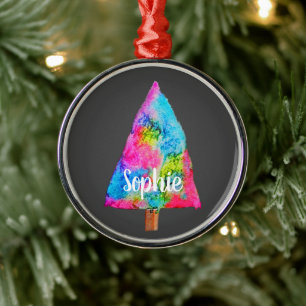 Christmas tree modern funky colors blue and pink ornament aus metall