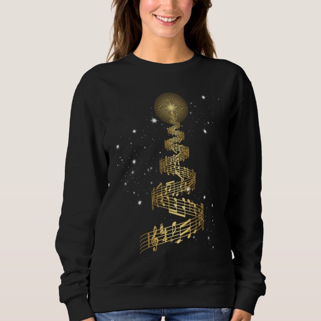 Christmas Tree Music Notes Musical Christmas Carol Sweatshirt (Vorderseite)