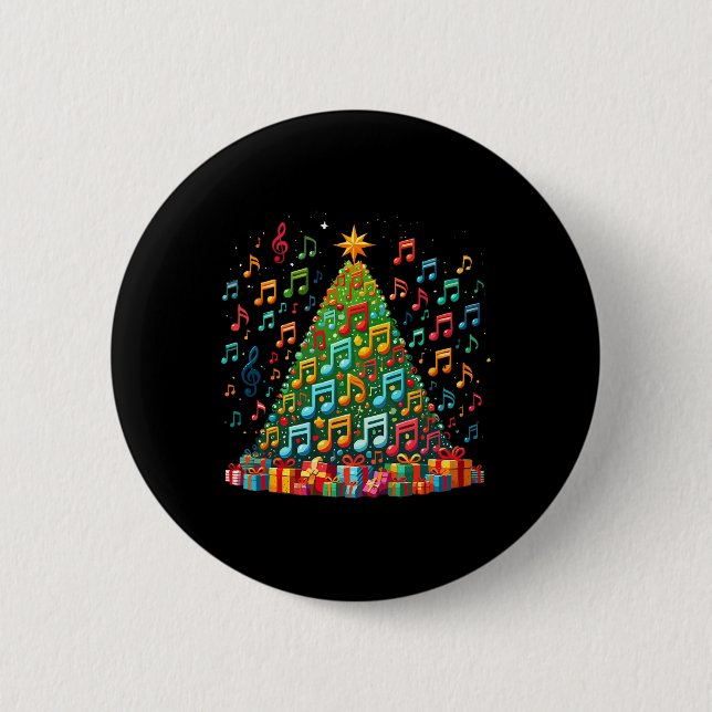Christmas Tree Musical Note Music Teacher Musician Button (Vorderseite)
