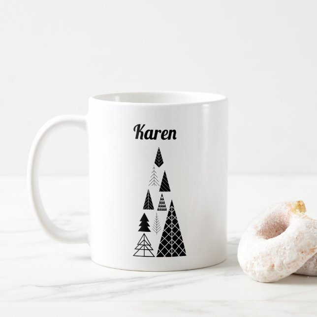 Christmas Tree Newlywed Couple Friend Minimalistis Kaffeetasse (Mit Donut)