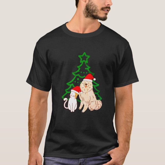 Christmas Tree Niedlich Cat & Dog Smile Classic T-Shirt (Vorderseite)