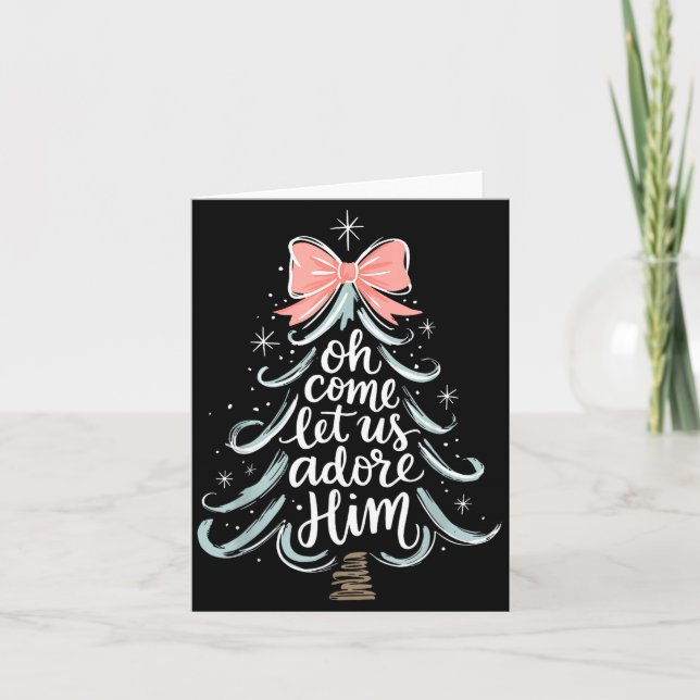 Christmas Tree Oh Come Let Jesus Us Adore Him Coqu Karte (Vorderseite)
