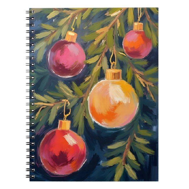 Christmas Tree Ornaments Watercolor Notizblock (Vorderseite)