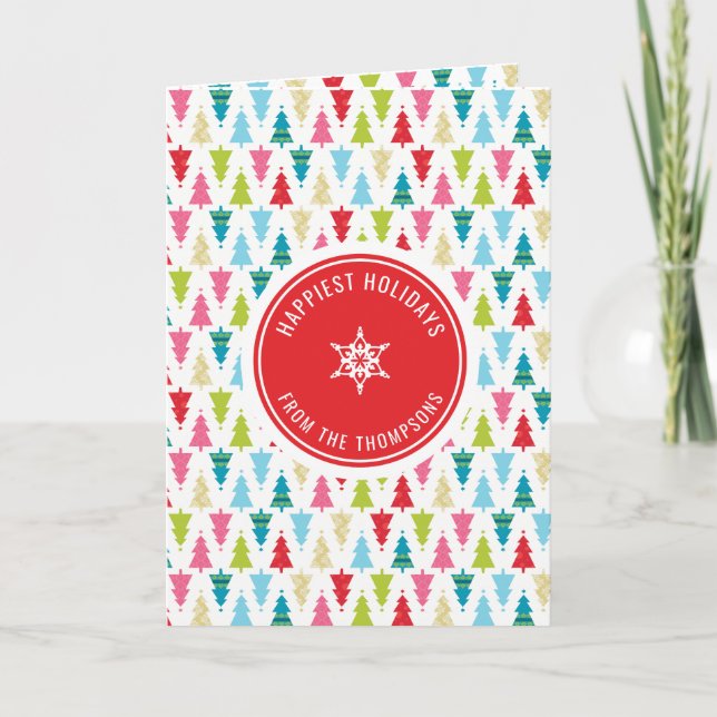 CHRISTMAS TREE PATTERN Festlich modern minimalrot Karte (Vorderseite)